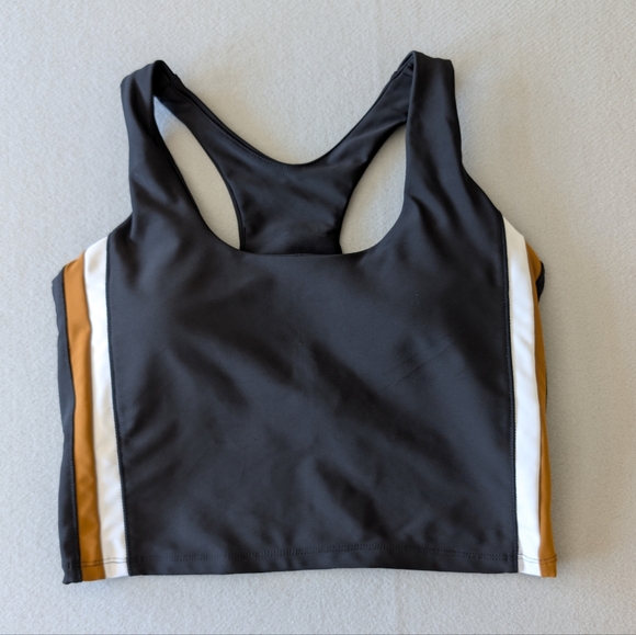 Sage Collective Tops - Sage Collective Black Colorblock Side Stripe Racerback Sports Bra Crop Top Sz L